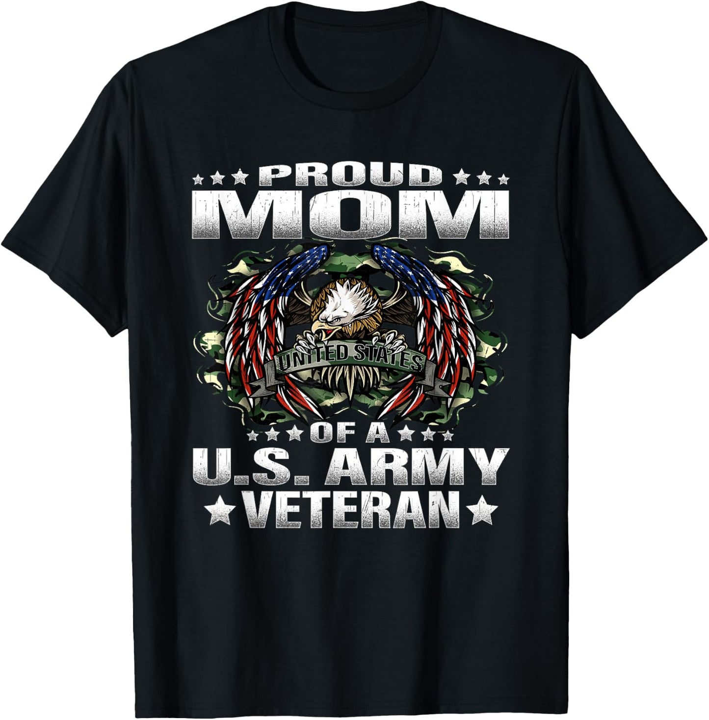 Proud Mom Of A US Army Veteran Military Vet's Mother T-Shirt - T-Shirt | Black