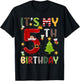 It's My 5th Birthday Boys 5 Years Old Kids Christmas Pajama T-Shirt - T-Shirt | Black
