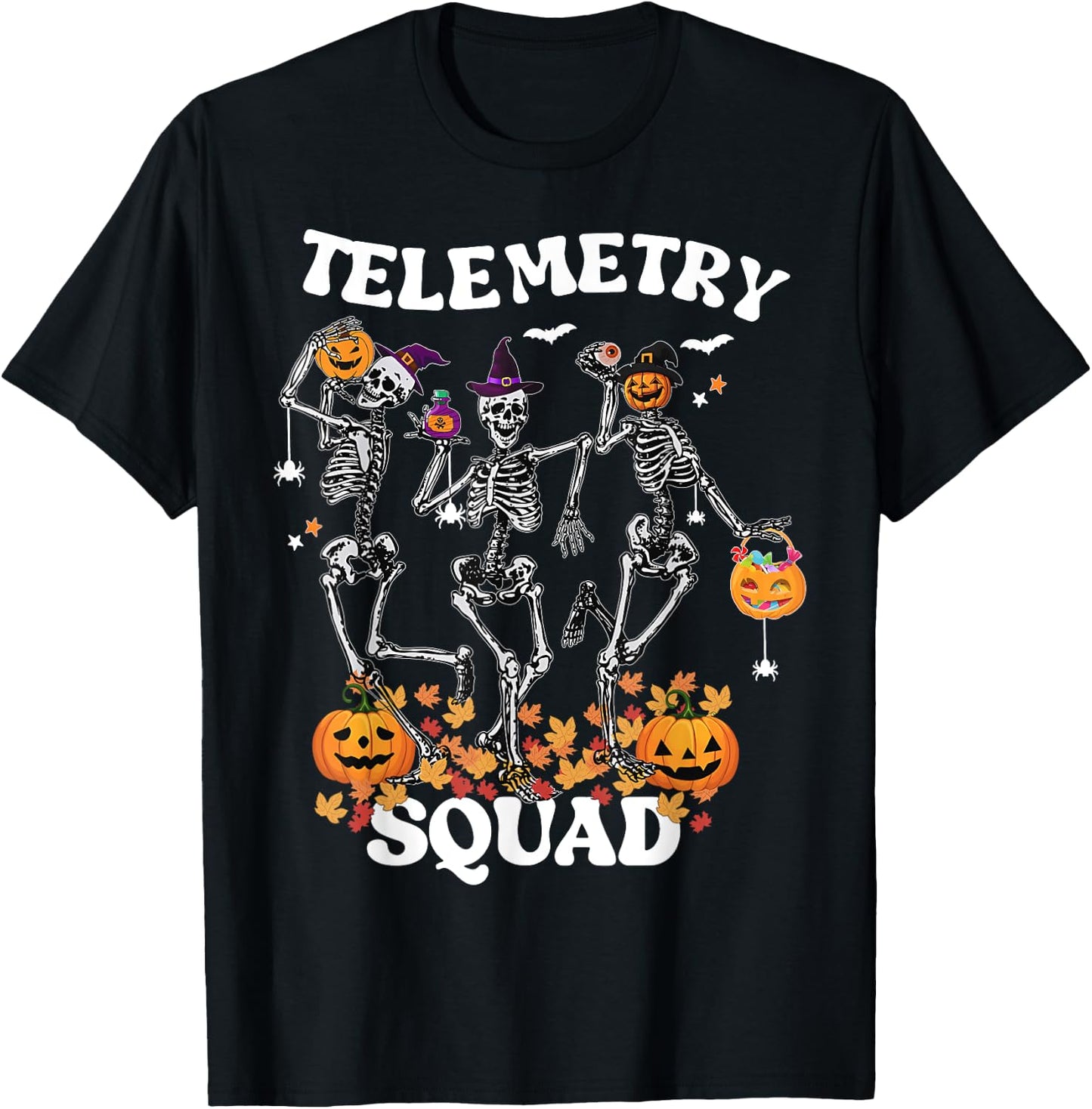 Telemetry Nurse Squad Medical Nursing Skeleton Dancing T-Shirt - T-Shirt | Black