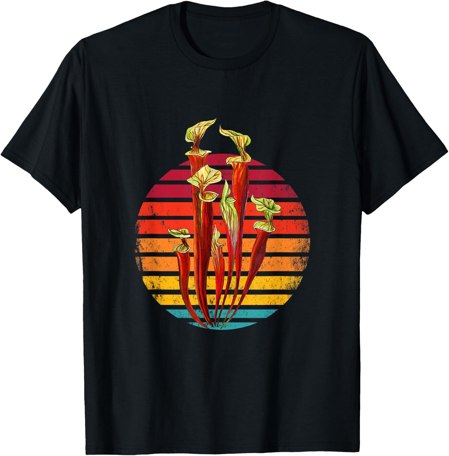 Retro Vintage Sunset Sarracenia Carnivorous Plants T-Shirt - T-Shirt | Black