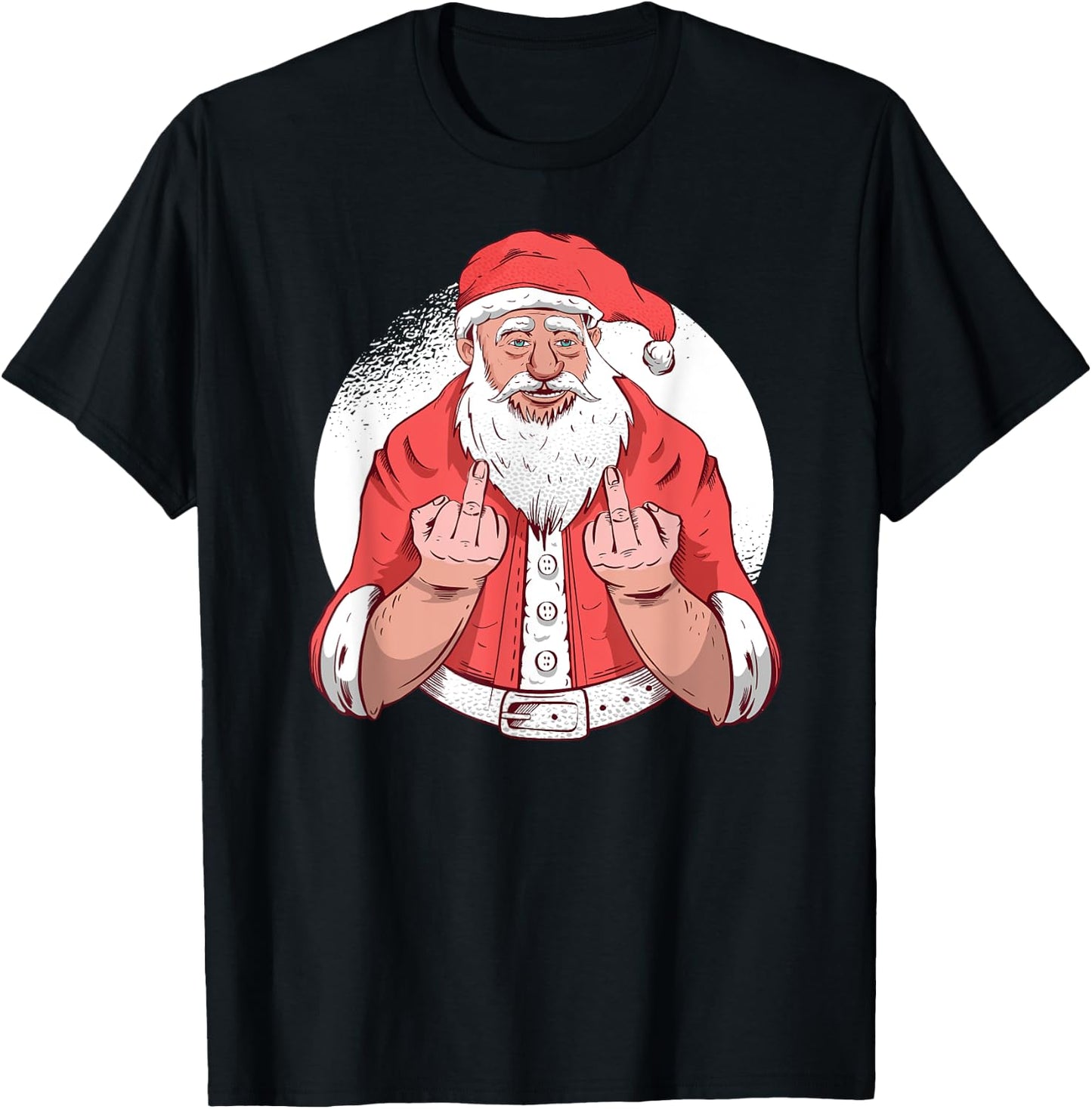 RUDE SANTA says F-ck Off Middle Finger Funny Christmas Meme T-Shirt - T-Shirt | Black