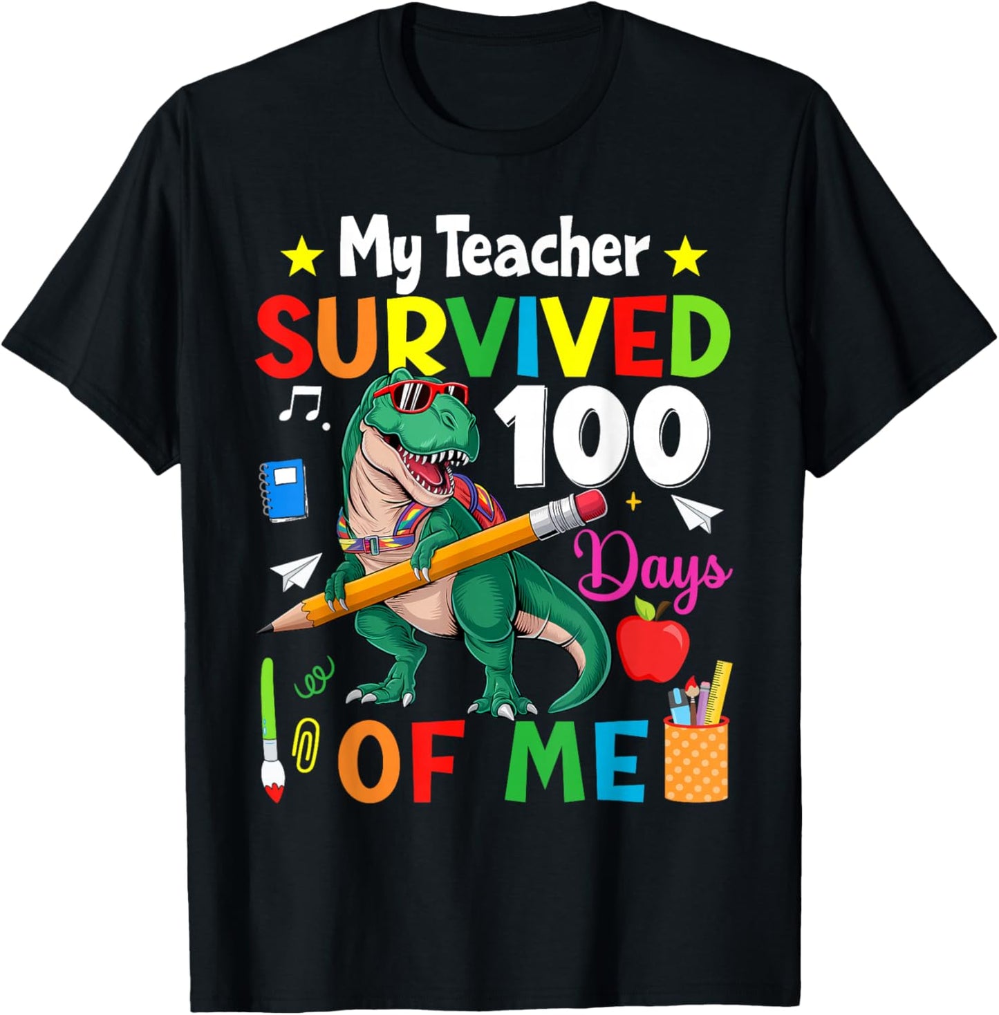 100th Day Of School My Teacher Survived 100 Days Of Me Boys T-Shirt - T-Shirt | Black