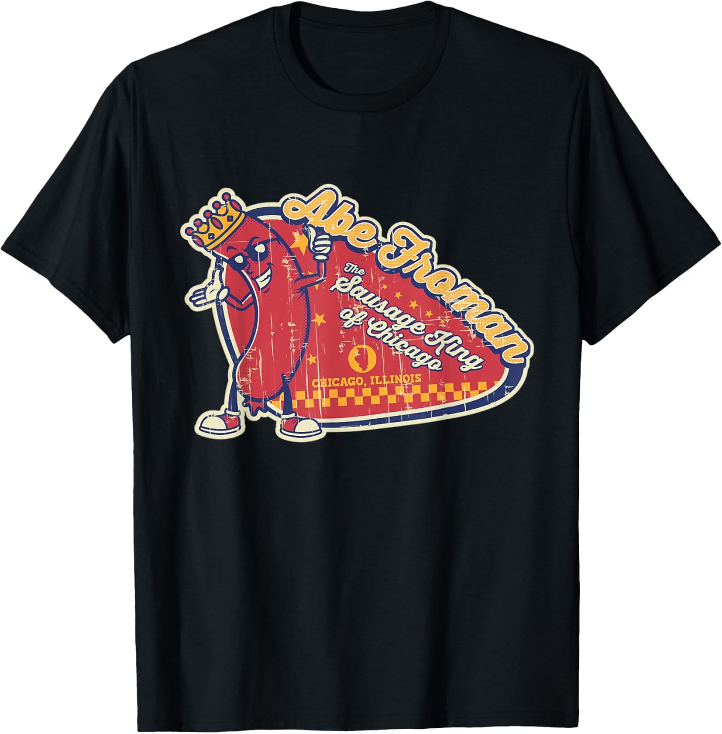 Abe Retro 80s Froman The Sausage King Of Chicago T-Shirt - T-Shirt | Black