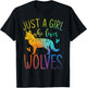 Nur ein Mädchen das Wolfe liebt Wildtier Colourful Wolf T-Shirt - T-Shirt | Black