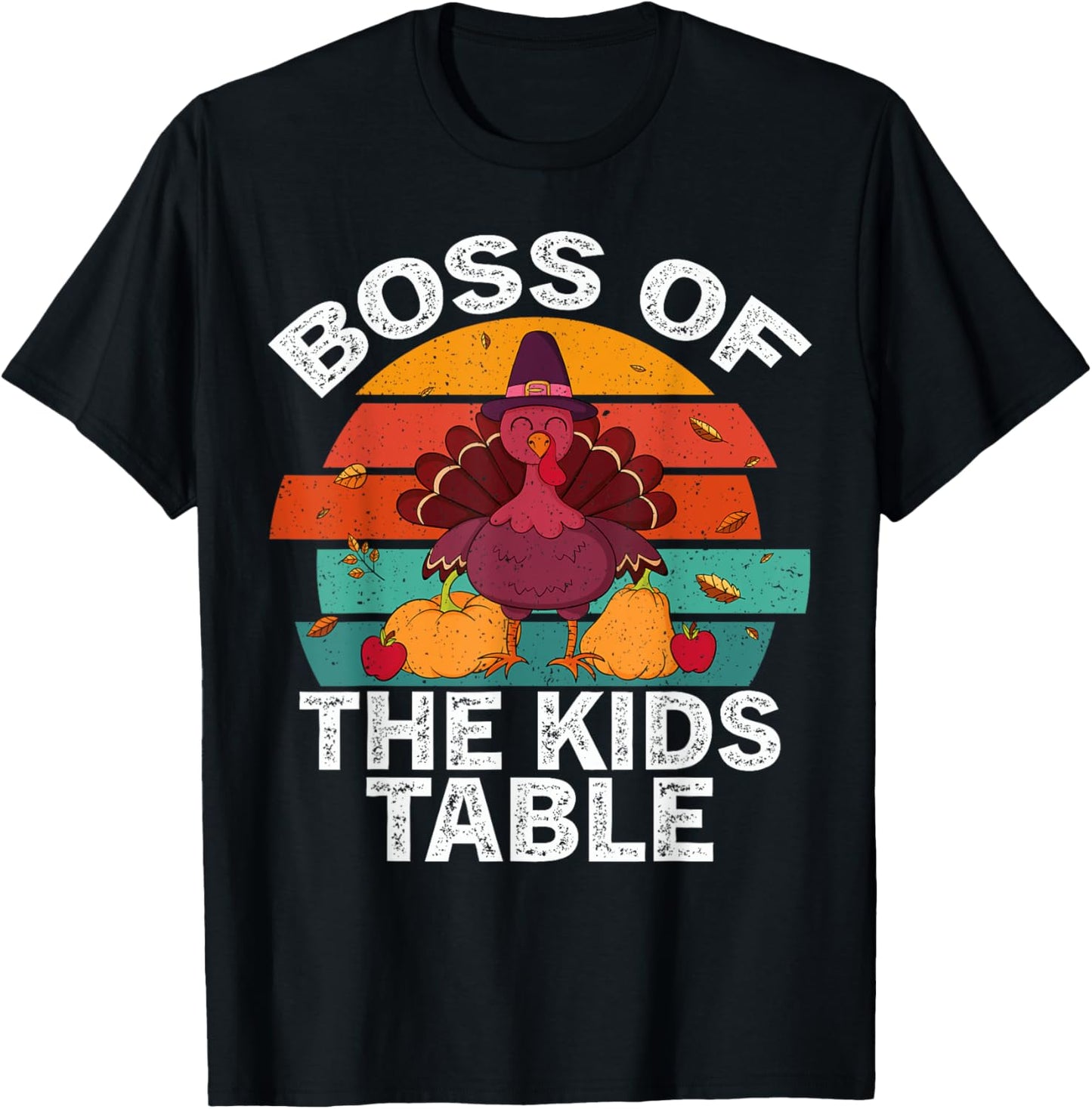 Retro Thanksgiving Kids or Adults Boss of the Kids Table T-Shirt - T-Shirt | Black