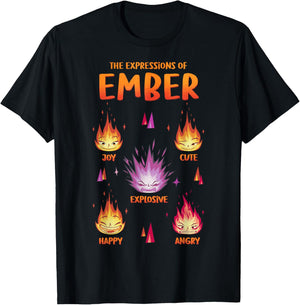 Disney Pixar Elemental The Expressions Of Ember Poster T-Shirt - T-Shirt | Black