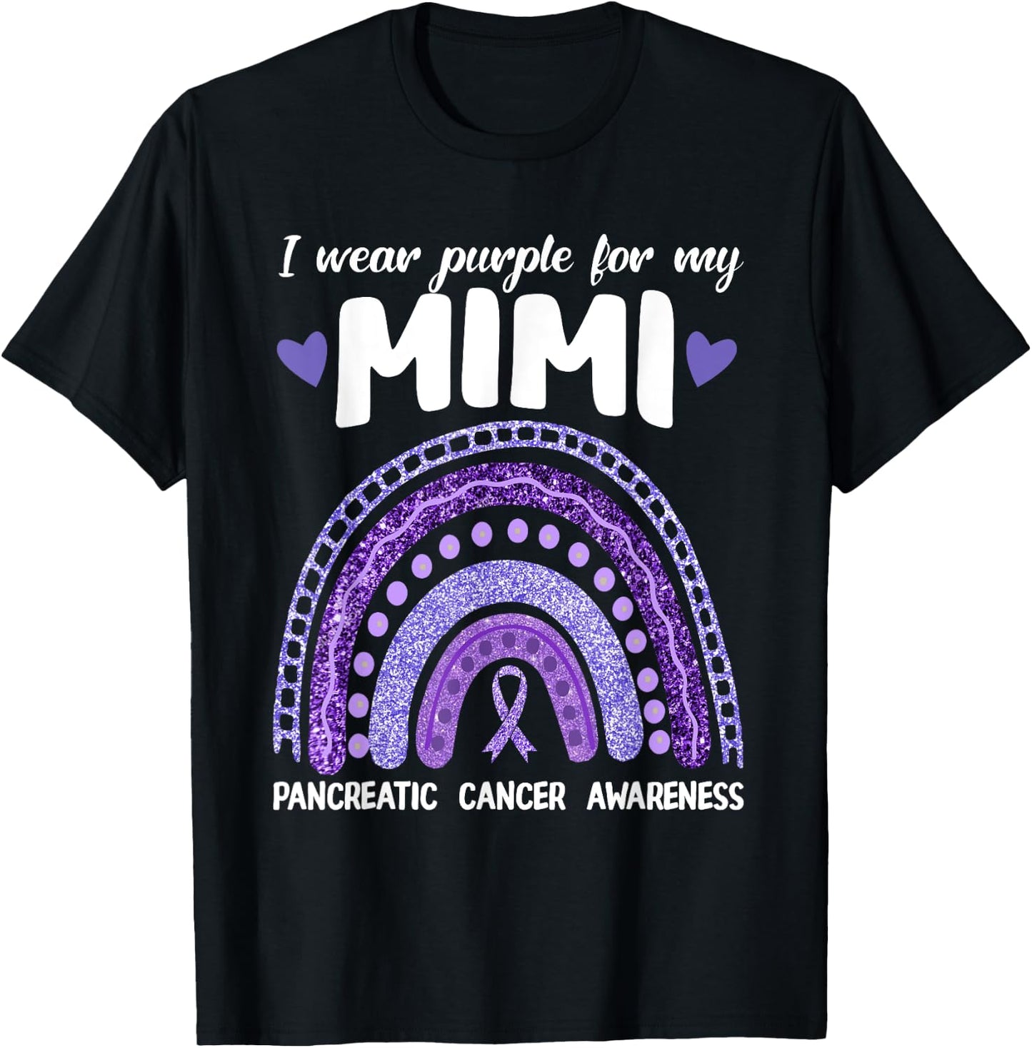 I Wear Purple For My Mimi Pancreatic Cancer Rainbow T-Shirt - T-Shirt | Black