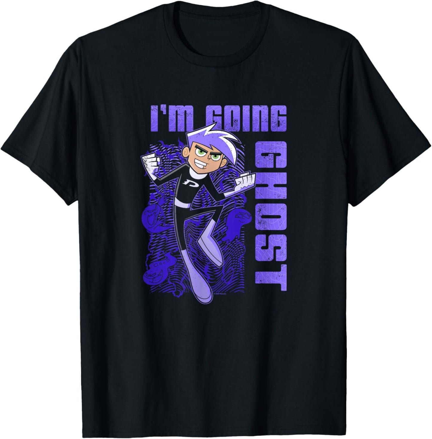 Danny Phantom I'm Going Ghost Purple Text Portrait T-Shirt - T-Shirt | Black