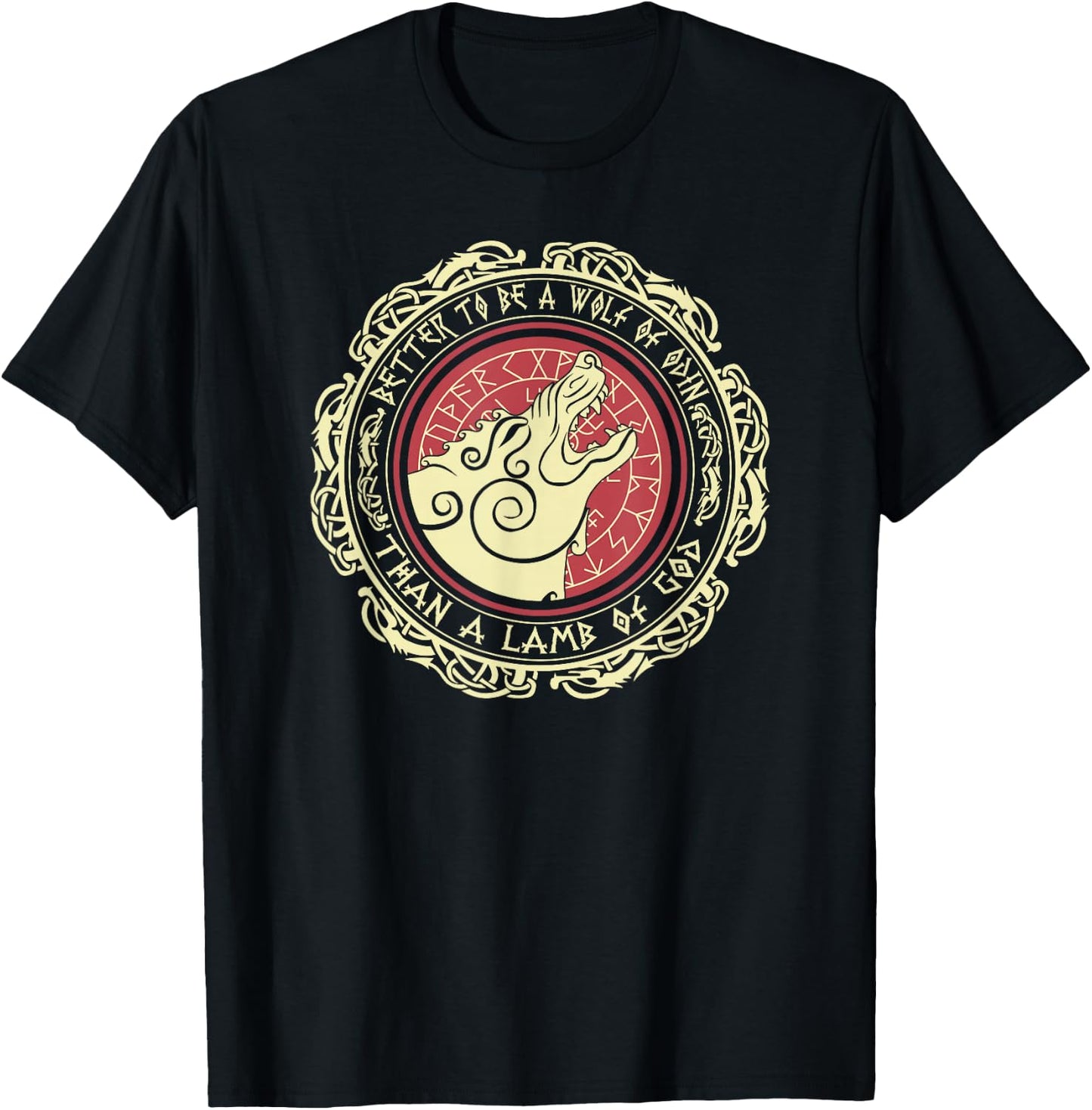 Viking Saying Better To Be a Wolf of Odin Than a Lamb of God T-Shirt - T-Shirt | Black