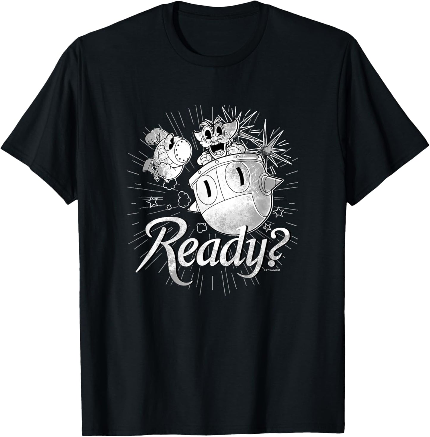 Cuphead Dr. Kahl's Robot Ready For Battle Retro Big Poster T-Shirt - T-Shirt | Black