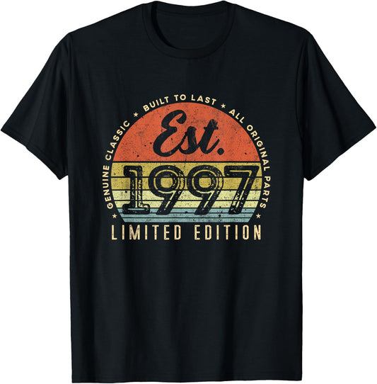 Est 1997 Vintage Edition Classic Born in 1997 Retro Birthday T-Shirt - T-Shirt | Black