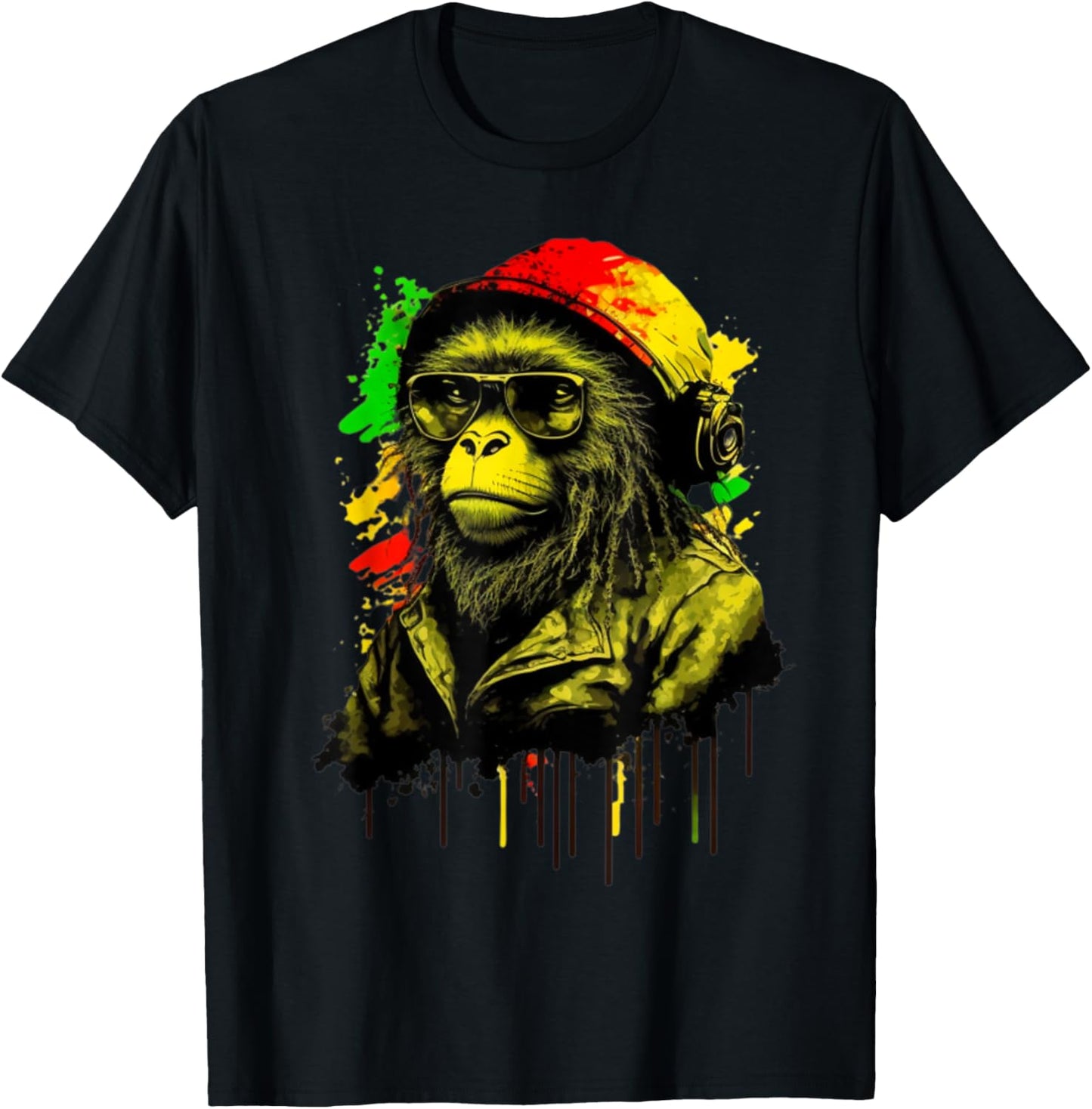 Rasta Monkey Stylish Rastafari Design Reggae & Jamaica Vibes T-Shirt - T-Shirt | Black