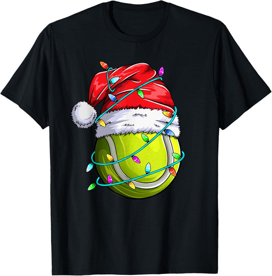 Santa Sports Design- Christmas Tennis Player T-Shirt - T-Shirt | Black