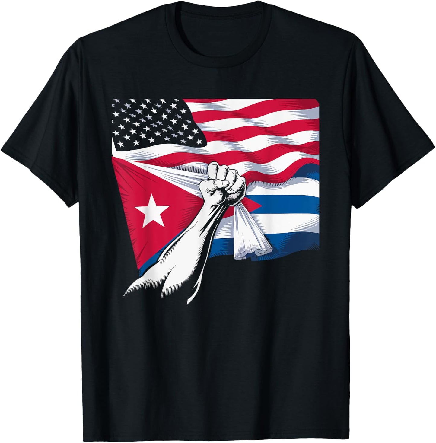 Half Cuban Half American Country USA Flag Cuba America T-Shirt - T-Shirt | Black