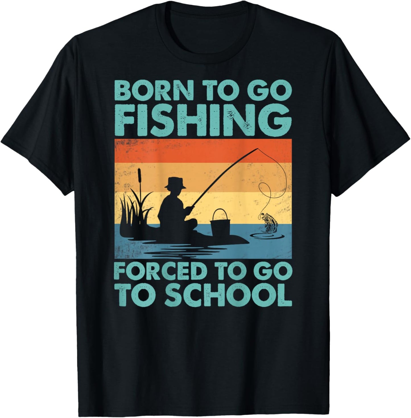 Funny Born To Go Fishing Bass Fish Fisherman Boys T-Shirt - T-Shirt | Black