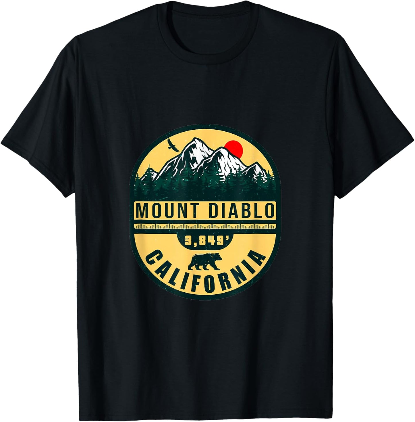 Mount Diablo California Mountains, 1960s Retro Vintage T-Shirt - T-Shirt | Black