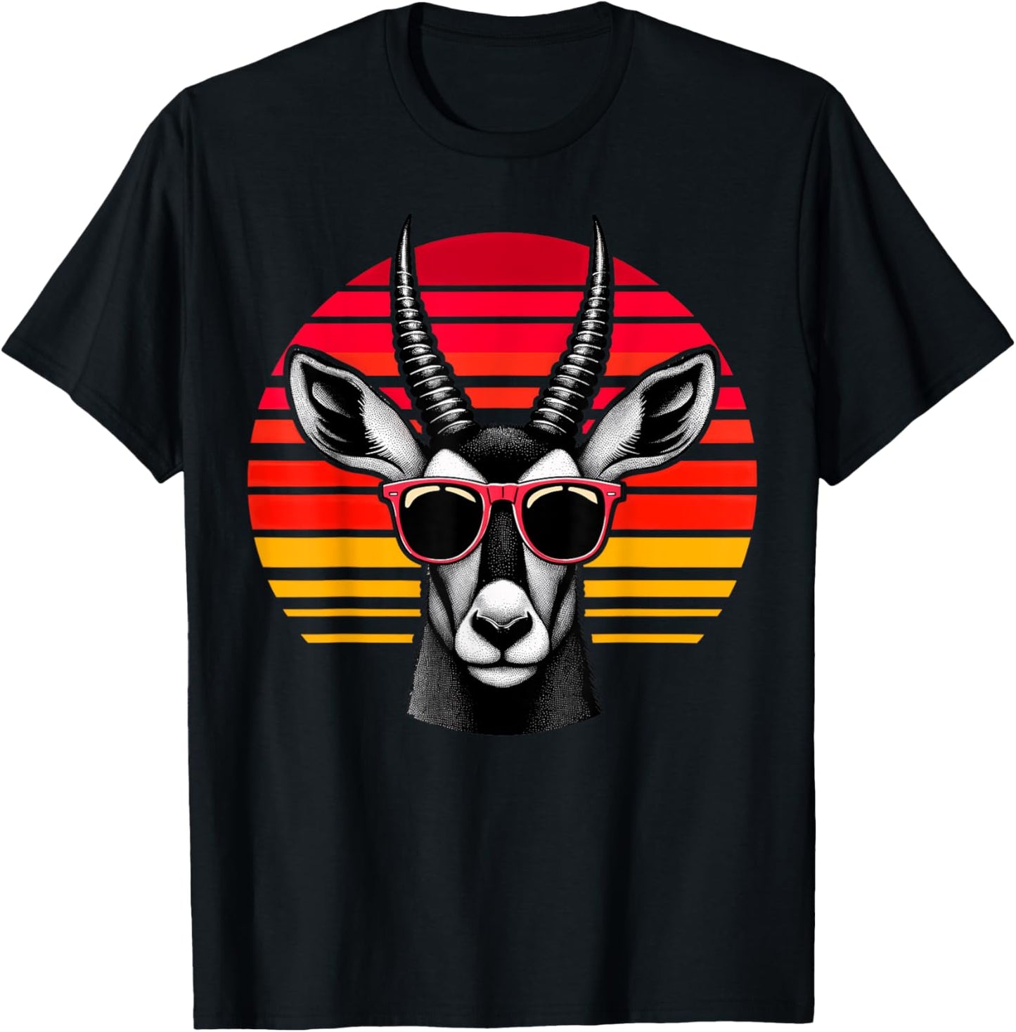Sable Antelope Retro Vintage Sunset Animal Sunglasses 70s T-Shirt - T-Shirt | Black