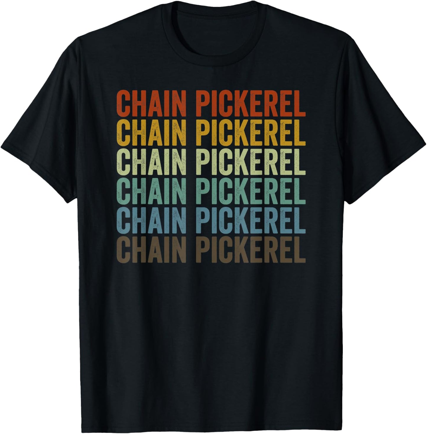 Chain Pickerel Fish Retro T-Shirt - T-Shirt | Black