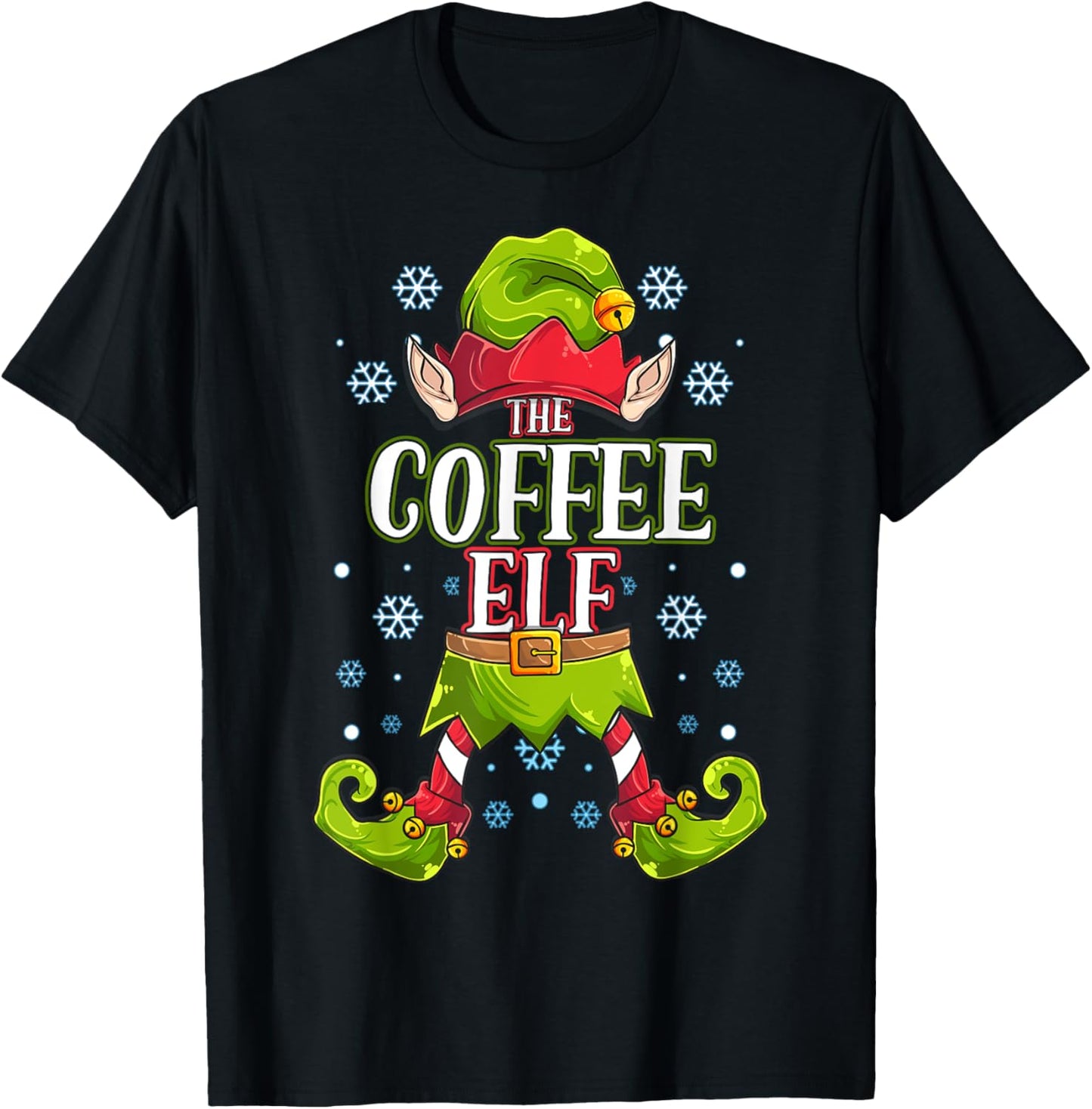 Coffee Elf Matching Family Group Christmas Party T-Shirt - T-Shirt | Black