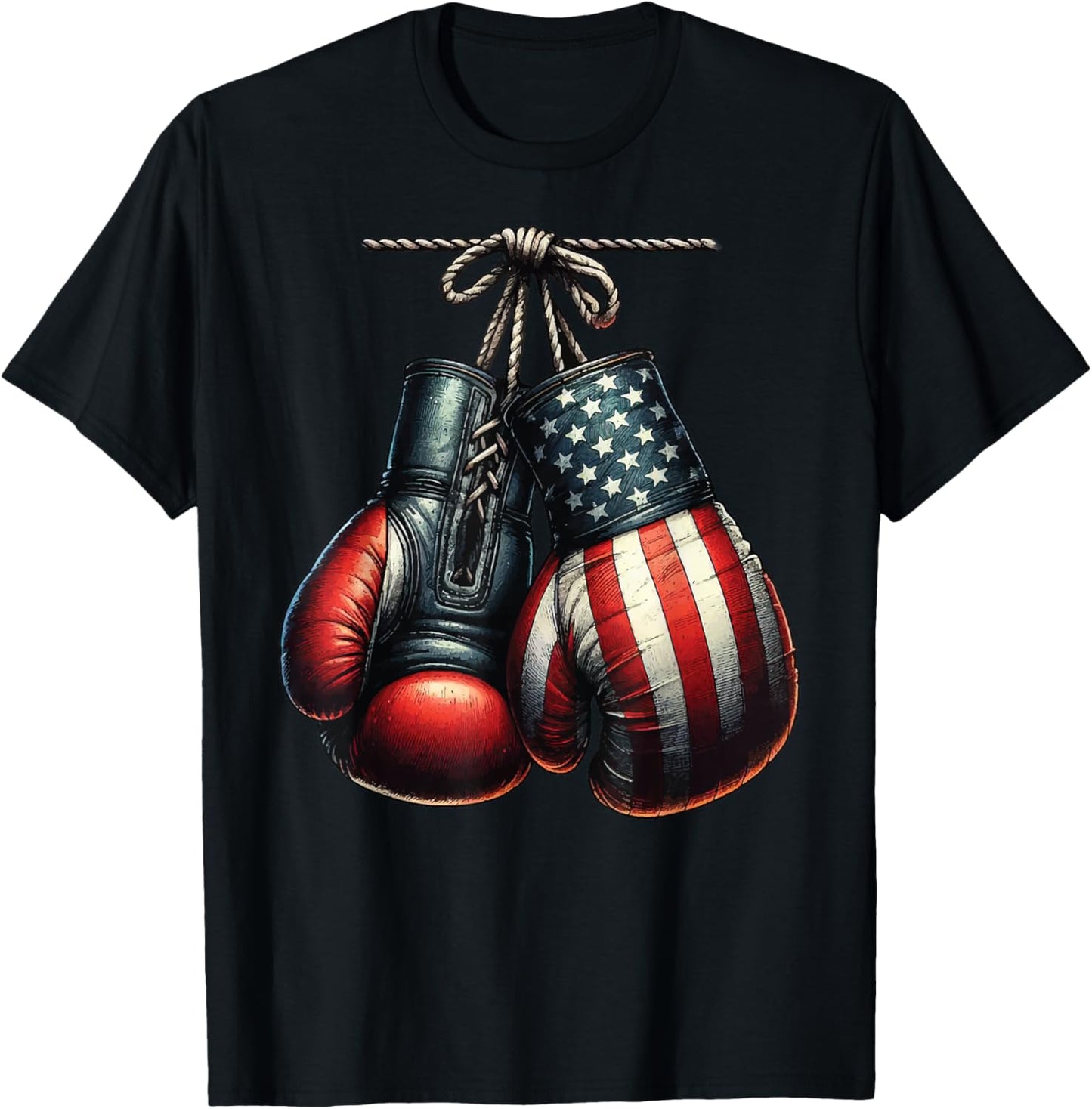 4th of July USA Flag Boxing Gloves for Boxer Training T-Shirt - T-Shirt | Black