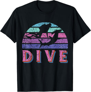 Dive Hammerhead Shark Retro Vintage Pink Purple Scuba Diving T-Shirt - T-Shirt | Black