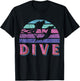 Dive Hammerhead Shark Retro Vintage Pink Purple Scuba Diving T-Shirt - T-Shirt | Black