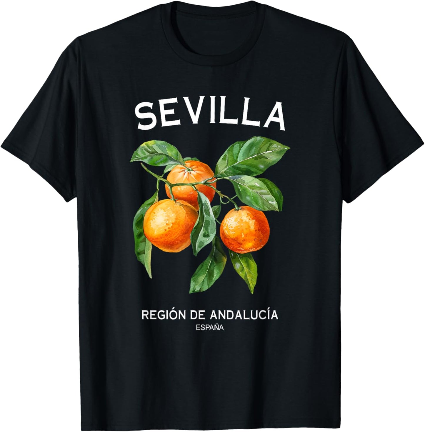 Sevilla Orange Art Spanish Fruit Lover Spain Andalusia T-Shirt - T-Shirt | Black