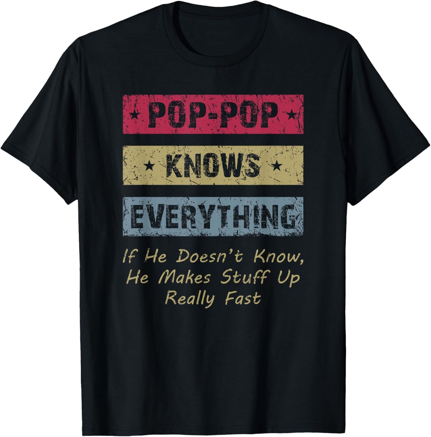 Pop-Pop Knows Everything If He Doesn't Know For Father T-Shirt - T-Shirt | Black