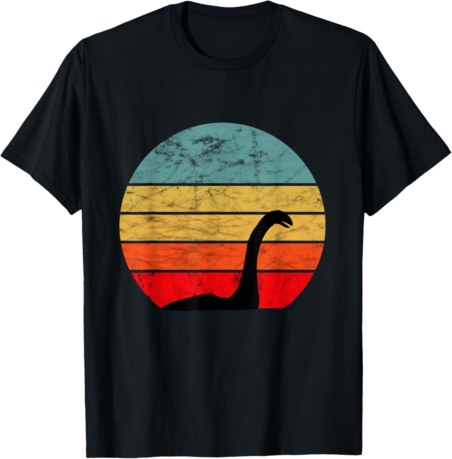 Loch Ness See Monster Retro Vintage Sunset Nessie T-Shirt - T-Shirt | Black