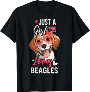 Just A Girl Who Loves Beagles Funny Beagle Dog Lover T-Shirt - T-Shirt | Black