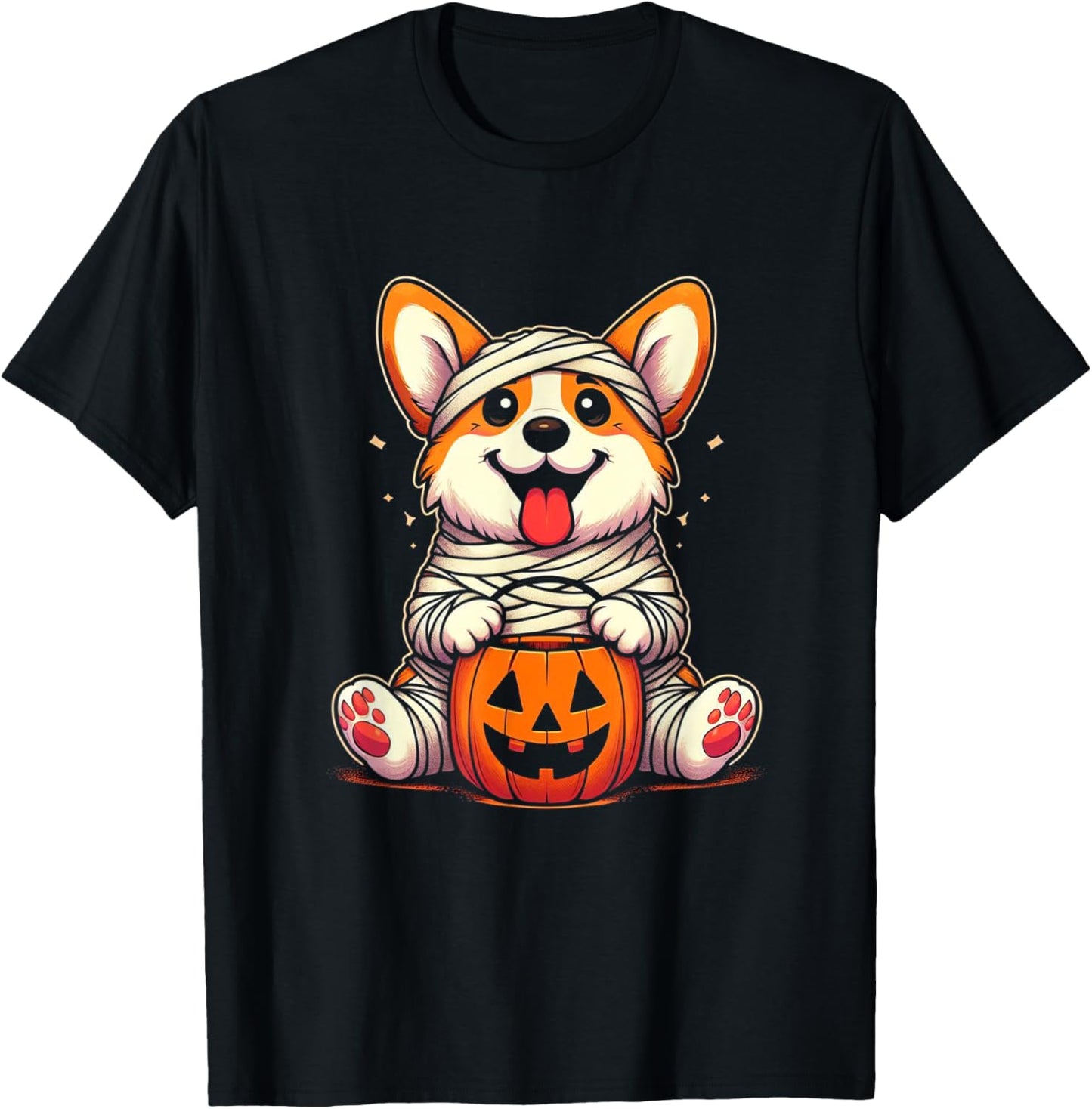 Cute Halloween Costume Welsh Corgi Mummy Dog Lover Men Women Kids T-Shirt - T-Shirt | Black
