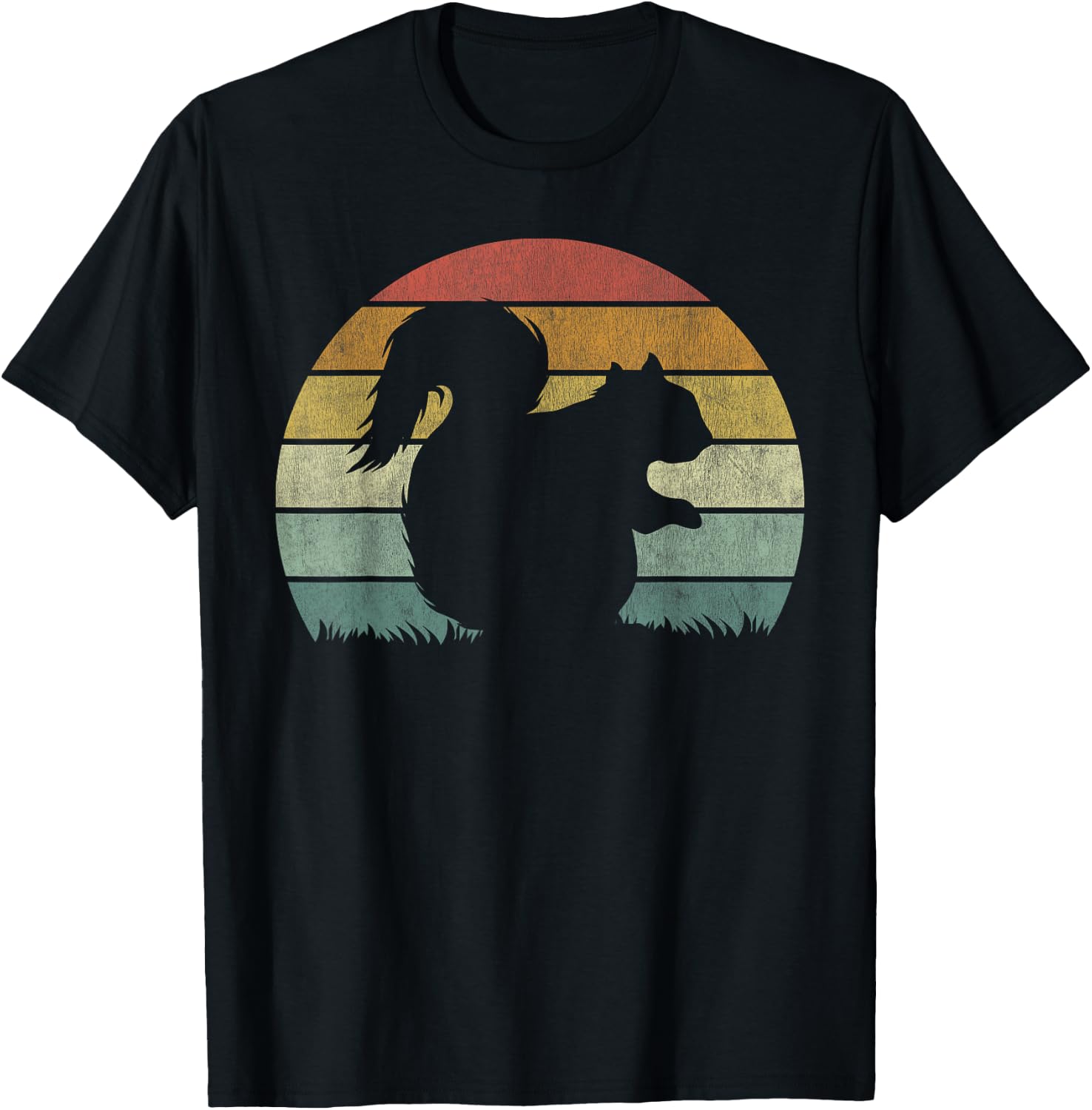 Vintage Retro Sunset Squirrel Design Squeak Chestnut Animal T-Shirt - T-Shirt | Black