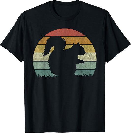 Vintage Retro Sunset Squirrel Design Squeak Chestnut Animal T-Shirt - T-Shirt | Black