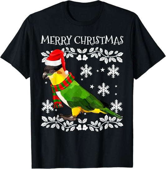 Bird Merry Christmas Ornament Caiques Ugly Xmas T-Shirt - T-Shirt | Black