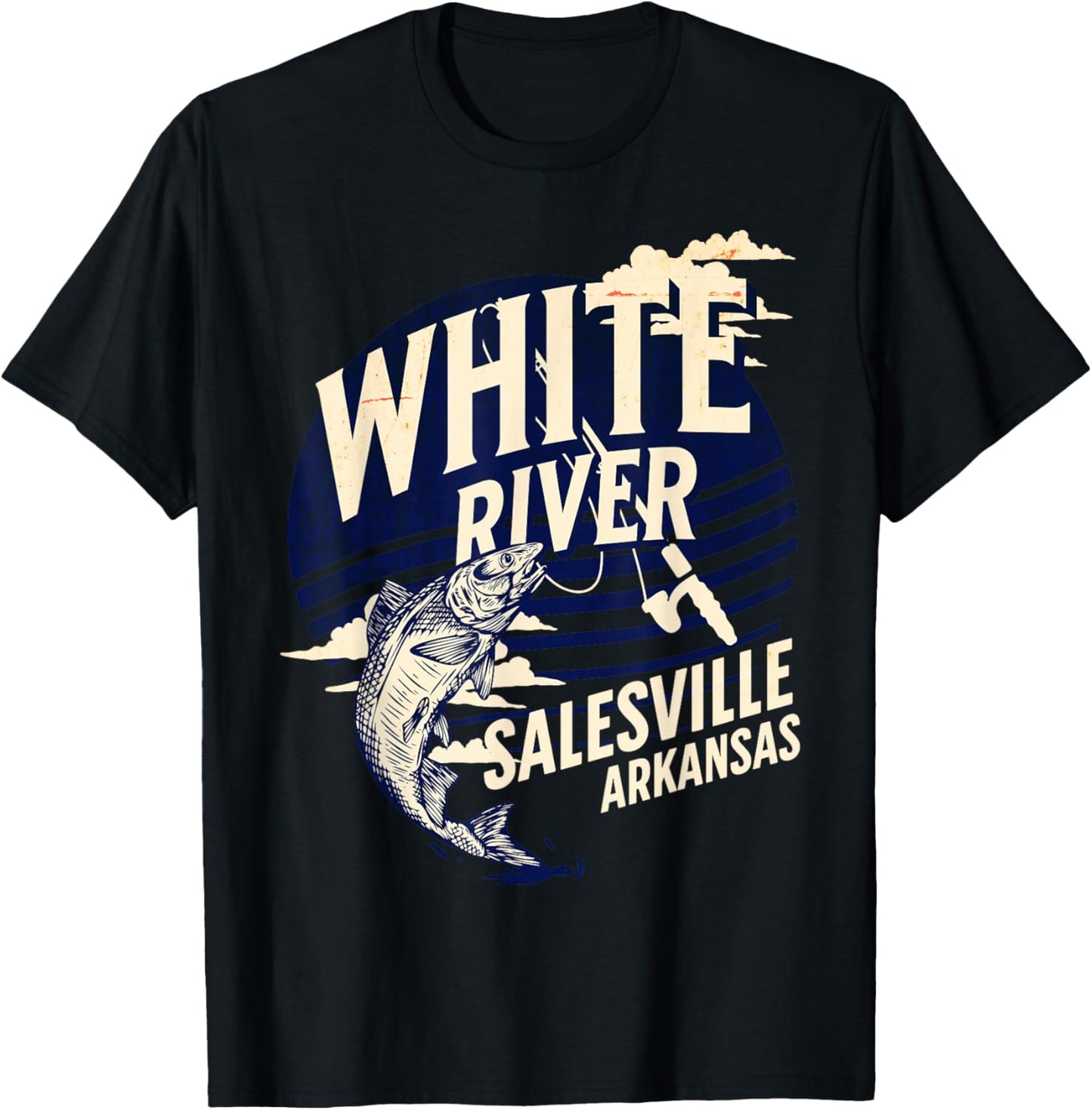 White River Salesville Arkansas Fly Fishing Trout Souvenir T-Shirt - T-Shirt | Black