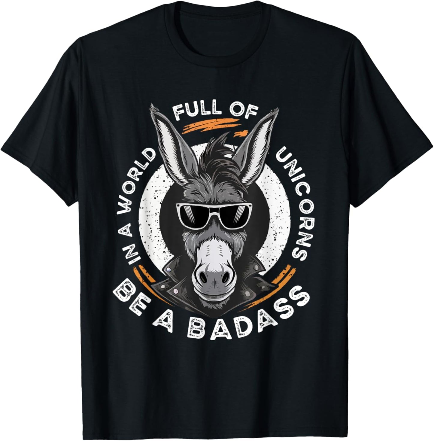Animal Lover World Of Unicorns Badass Donkey T-Shirt - T-Shirt | Black