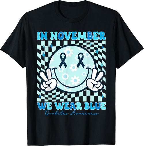 In November We Wear Ribbon Blue Diabetes Awareness Woman Men