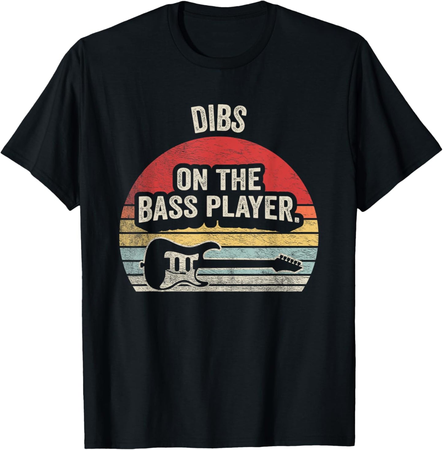NICE 'N COOL Retro Vintage Dibs On The Bass Player Bassist T-Shirt - T-Shirt | Black