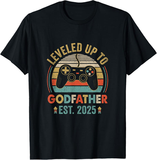 Leveled Up To Godfather 2025 Video Game Soon To Be Godfather T-Shirt - T-Shirt | Black