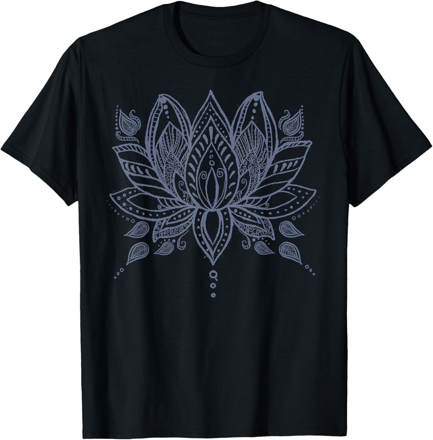 Henna Style Lotus Flower T-Shirt - T-Shirt | Black
