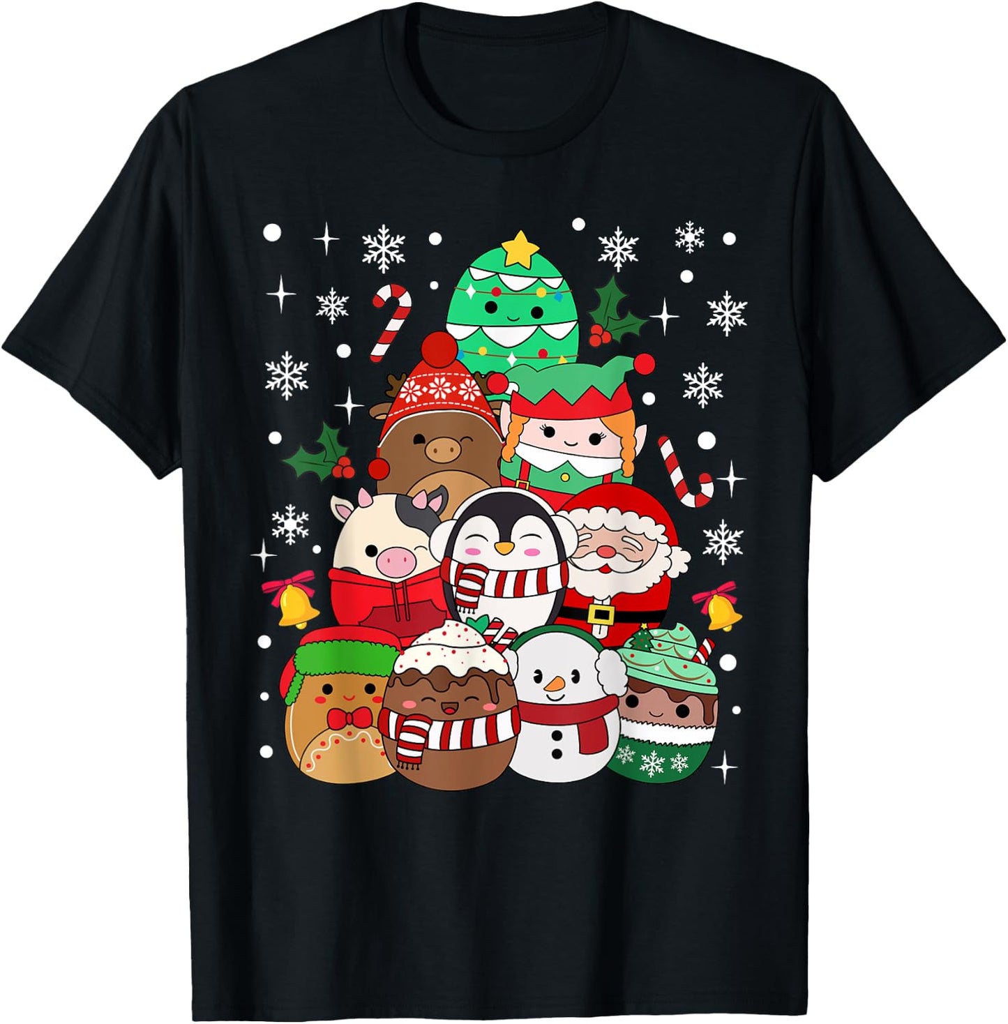 Squish Squad Merry Christmas Great Gifts Cute Kids Family T-Shirt - T-Shirt | Black