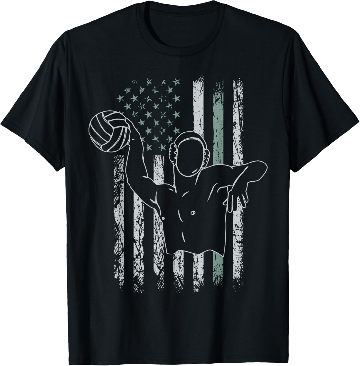 Retro USA Flag Swimming 4th of July Water Polo T-Shirt - T-Shirt | Black