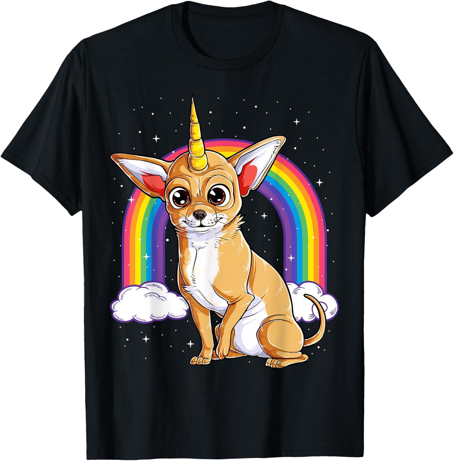 Chihuahua Unicorn T shirt Girls Space Galaxy Rainbow Dog T-Shirt - T-Shirt | Black