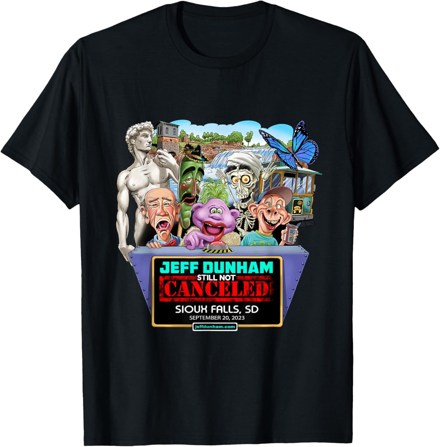 Jeff Dunham Sioux Falls, SD (2023) T-Shirt - T-Shirt | Black
