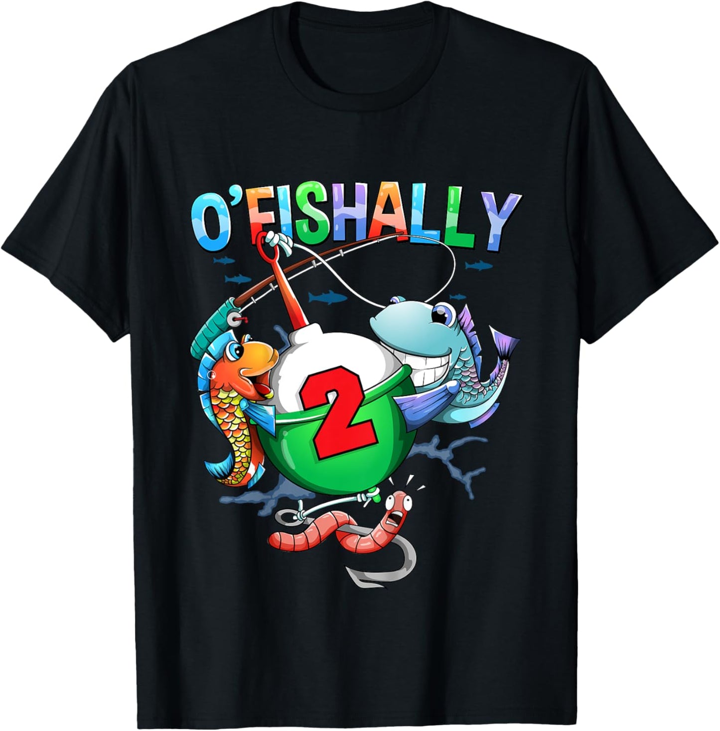 O'Fishally 2 Years Old 2nd Birthday Fishing Little Fisherman T-Shirt - T-Shirt | Black