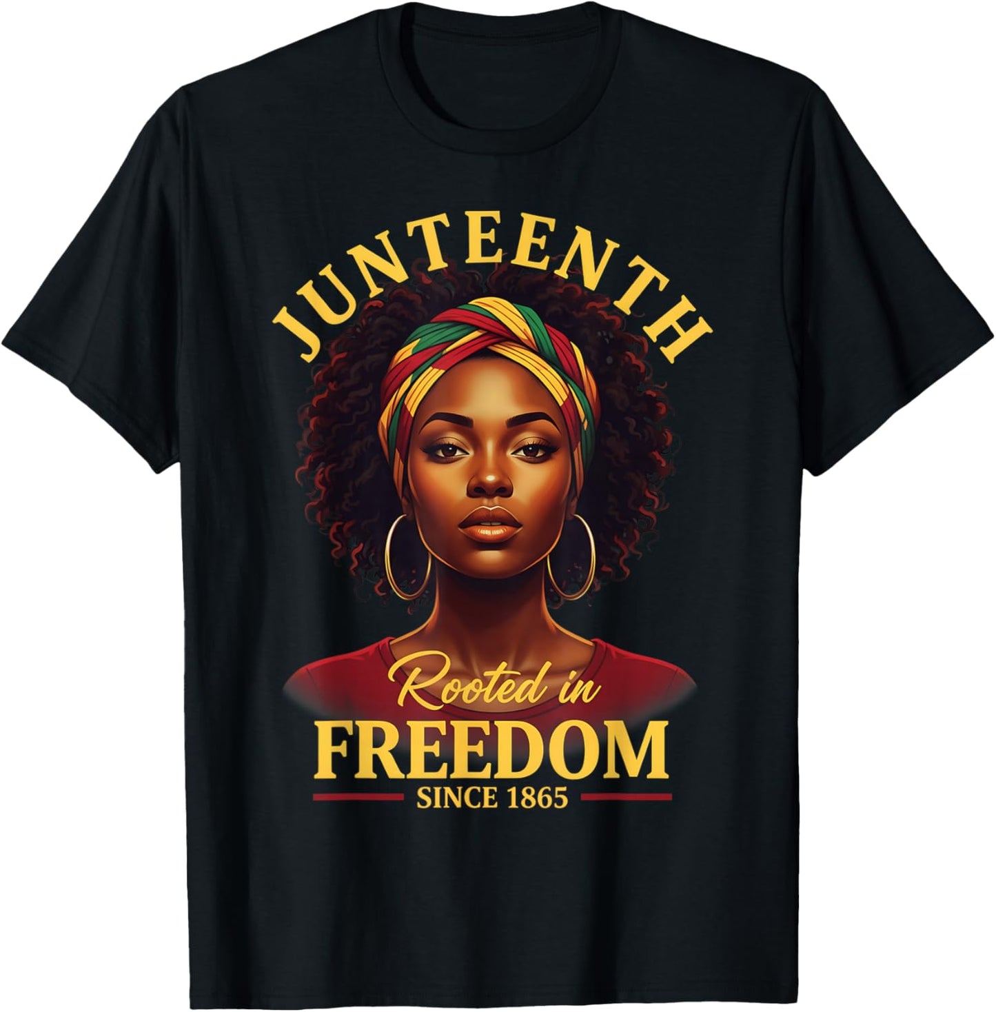 Juneteenth Heritage Bold Pride Powerful Woman Artwork T-Shirt - T-Shirt | Black