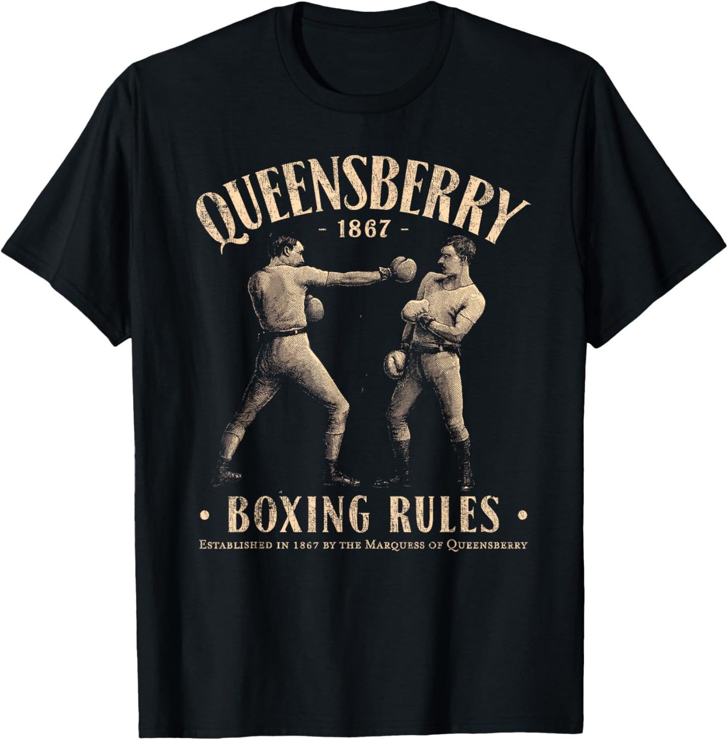 Queensberry Boxing Rules: Vintage Distressed Boxing T-Shirt - T-Shirt | Black