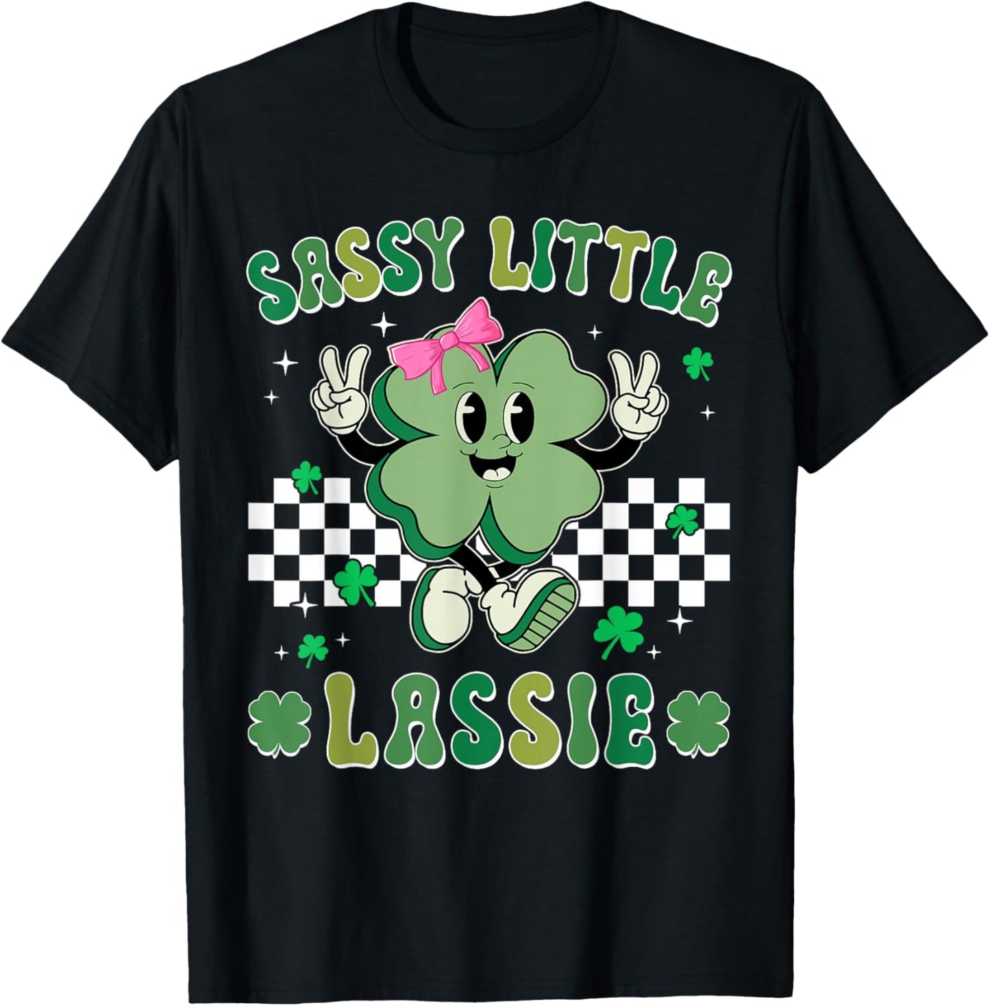 Retro St Patrick's Day Sassy Little Lassie Kid Girls Toddler T-Shirt - T-Shirt | Black