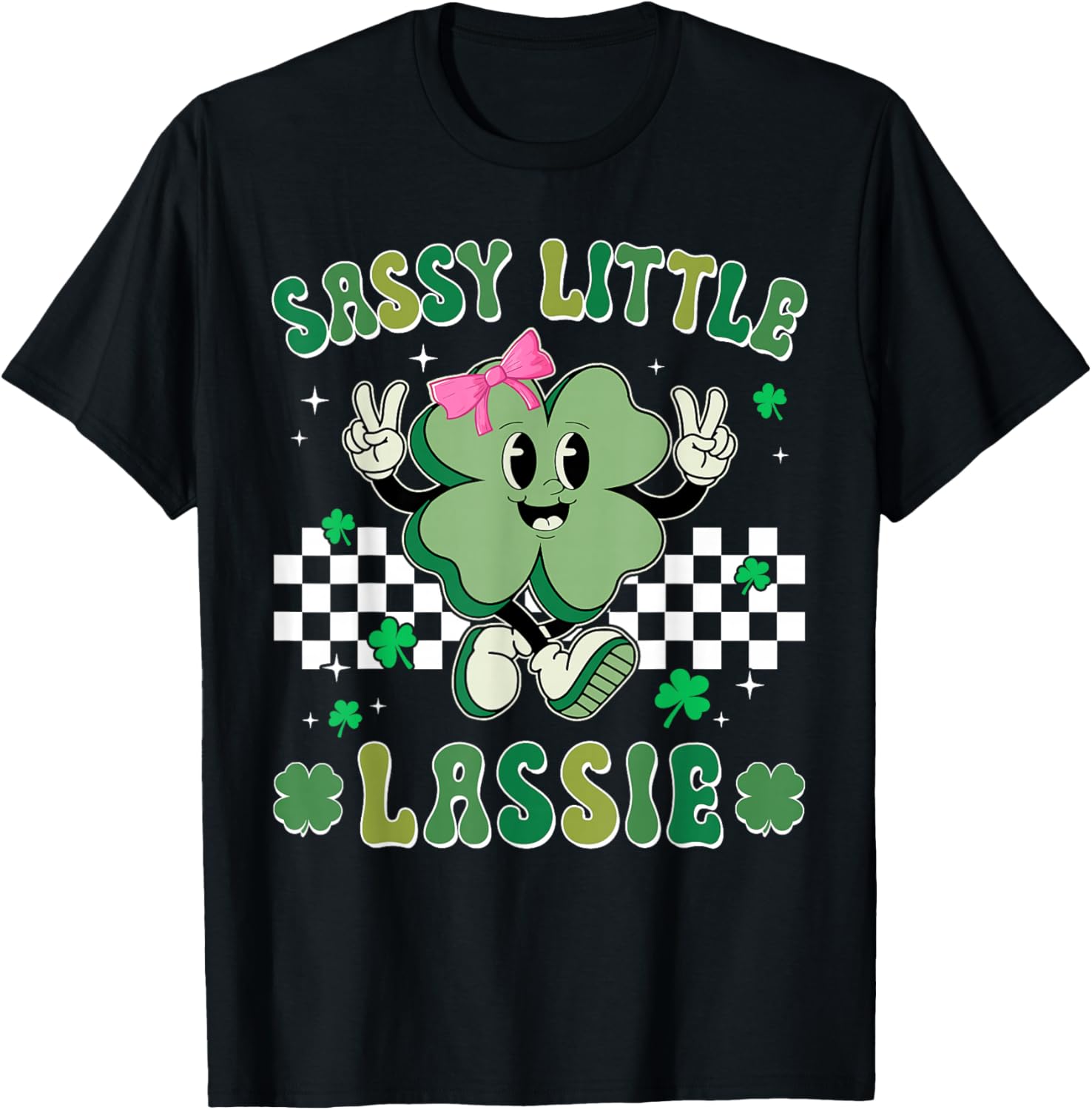 Retro St Patrick's Day Sassy Little Lassie Kid Girls Toddler T-Shirt - T-Shirt | Black