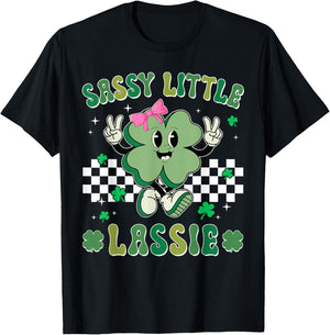 Retro St Patrick's Day Sassy Little Lassie Kid Girls Toddler T-Shirt - T-Shirt | Black